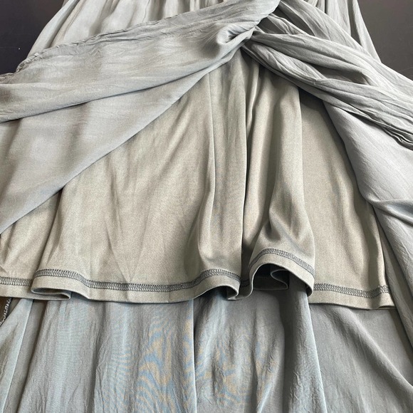 Wren & Ivory Sage Green Floral Embroidered Wrap Short Sleeve Maxi Dress Sz Large - Picture 11 of 11